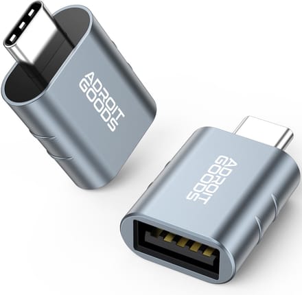 AdroitGoods Set van 2 USB-C naar USB-A 3.1 Adapter - 2 stuks - Converter - USB C to USB A HUB - Grijs