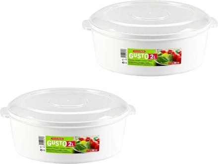 PlasticForte Magnetronschaal - 2x - 2 liter - wit/transparent - kunststof - BPA vrij