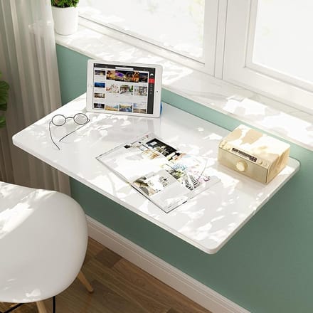 Inklapbaar Bureau - Wandtafel Opvouwbaar - Thuiswerken Kleine Ruimte - Ruimtebesparend Ontwerp - 60 tot 120cm - Wit