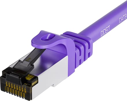 Qost - CAT8.1 internetkabel - SFTP / PiMF LZSH - 40 Gbps / 2000 MHz - RJ45 Connectoren - Patchkabel / Netwerkkabel - 2 meter - Paars