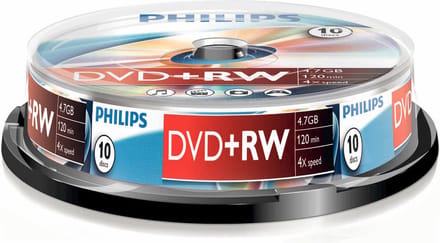 Philips DVD+RW - 4,7GB - Speed 4x - Spindle - 10 stuks - DW4S4B10F