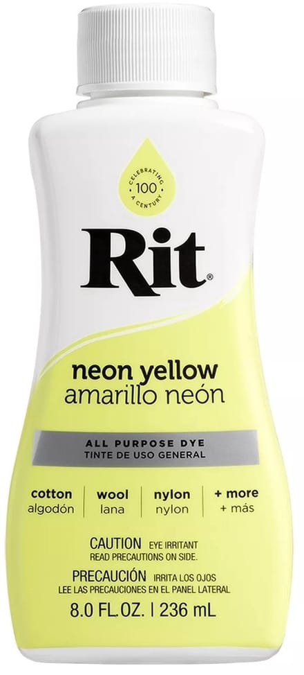 Rit textielverf neon geel - universele vloeibare kleurstof 236ml.