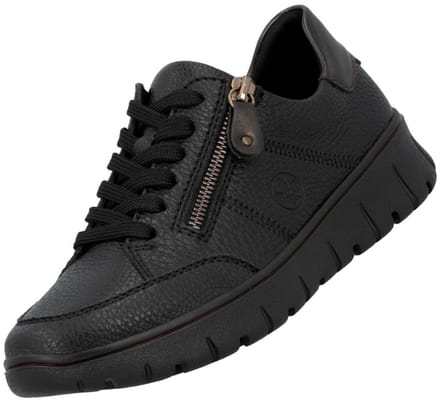 Rieker dames leren lage schoenen zwart - extra breed