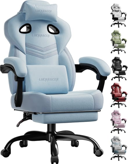 LUCKRACER - Gaming Stoel - Met Memory Foam en Voetensteun - Blauw