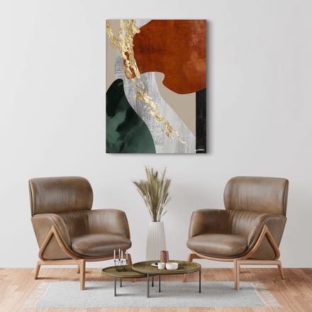 Luxe Canvas Schilderij Abstract Orange & Black | 40x60 | Woonkamer | Slaapkamer | Kantoor | Muziek | Design | Art | Modern | ** 4CM DIK! 3D EFFECT**