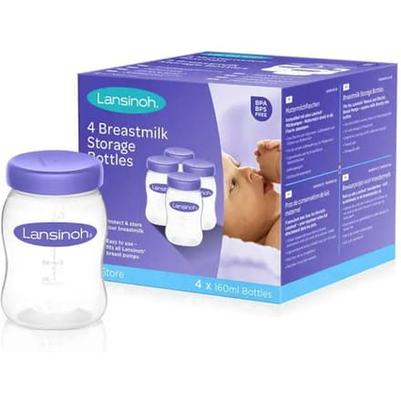 Lansinoh - 4 x 160 ml - Natural Wave - Bewaarflesjes Moedermelk