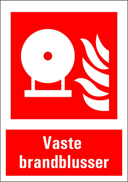 Vaste brandblusser sticker met tekst 210 x 297 mm