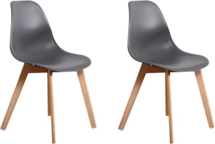 KITO - Eetkamerstoelen - set van 2 eettafel stoelen - grijs