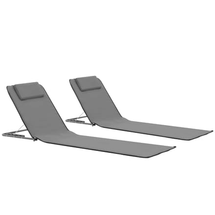 vidaXL - Strandmatten - inklapbaar - 2 - st - staal - en - stof - grijs