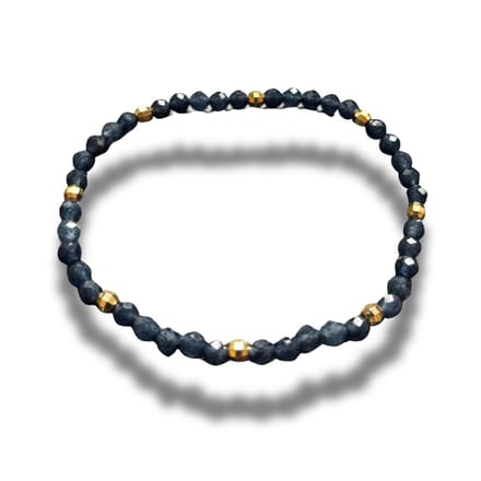 Armband - natuursteen - saffier gefaceteerd - 4 mm - 19 cm - goudkleurige elementen