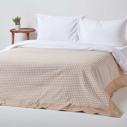 Homescapes Gingham sprei, beige, 150 x 200 cm