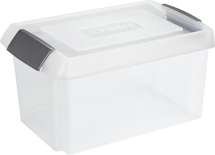 Sunware opslagbox - 51 liter - transparant - 59 x 39 x 29 cm - met afsluitbare extra hoge deksel