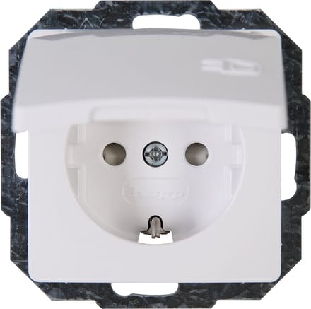 Kopp Paris Randaarde Wandcontactdoos met Deksel - KV - 1 Voudig - 230 Volt - Arctic Wit