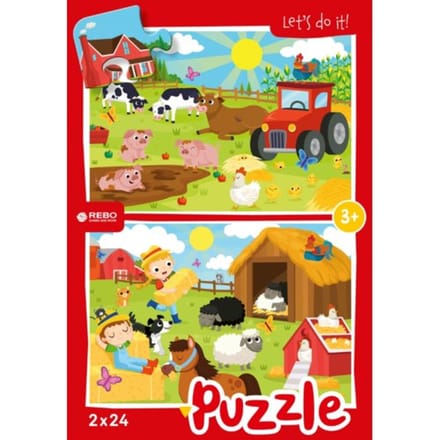 Rebo Legpuzzel 2x24 Stukjes - Farm Animals