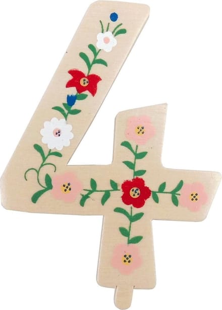 Tib Feestdecoratie "4" Hout 10 Cm Bruin
