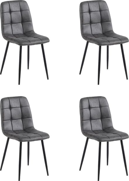Colenis - Ela Eetkamerstoel - Set Van 4 - Antraciet - Microvezel - Design
