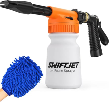Autowasserette schuimpistool met microvezel washandschoen - schuimkanon voor tuinslang en auto-accessoires
