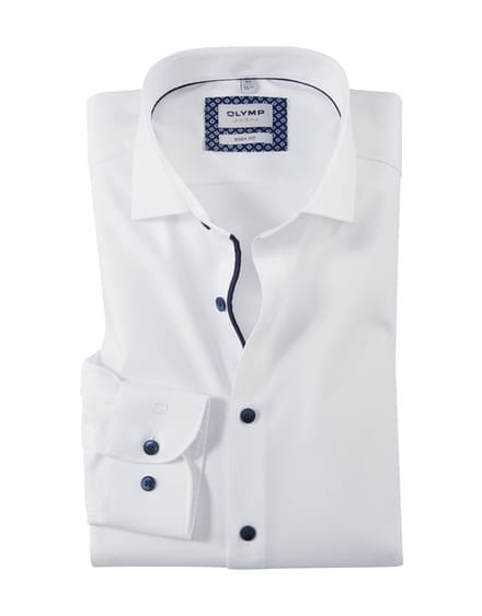 OLYMP Level 5 body fit overhemd - twill - wit - Strijkvriendelijk - Boordmaat: 37