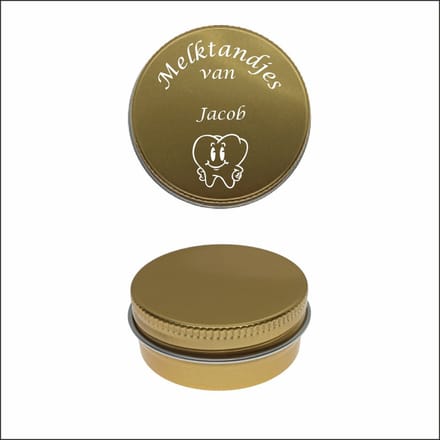 Melktanden Blikje Met Naam Gravering - Jacob