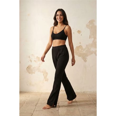 Hoge taille wijde been gebreide joggers