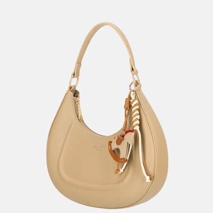 Firenze buideltas met bagcharm S taupe