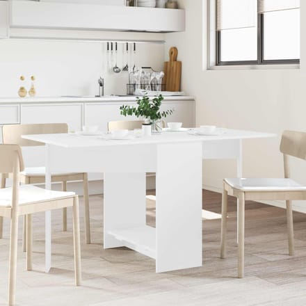 vidaXL - Eettafel - 138 - x - 70 - x - 73,5 - cm - Bewerkt - hout - Wit - Rechthoekig