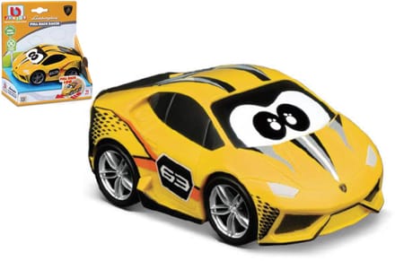 BB Junior Lamborghini Huracan Coupe - Pullback Racer - 5 inch - Geel/zwart/oranje