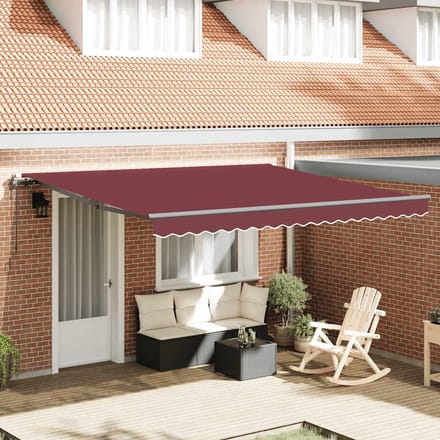 vidaXL - Elektrische - Zonneluifel - 4 - x - 3 - m - Bordeauxrood - 100% - Polyester