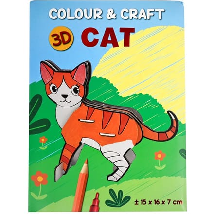 Kleur en knutsel je eigen 3D dier - Kat