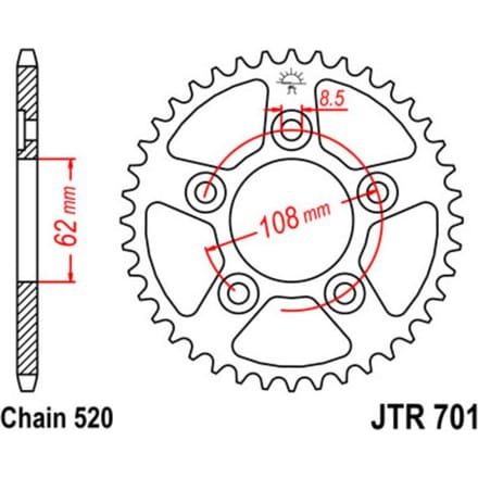 Tandwiel achter JT R701,38