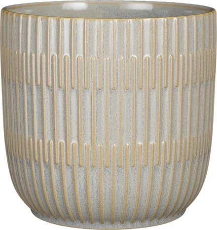Mica Decorations Plantenpot/bloempot - keramiek - lichtgrijs - D19/H18 cm