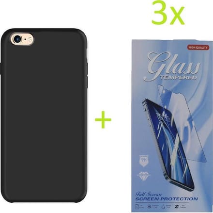 hoesje Geschikt voor: iPhone 7 Plus / 8 Plus TPU Silicone rubberen + 3 Stuks Tempered screenprotector - zwart