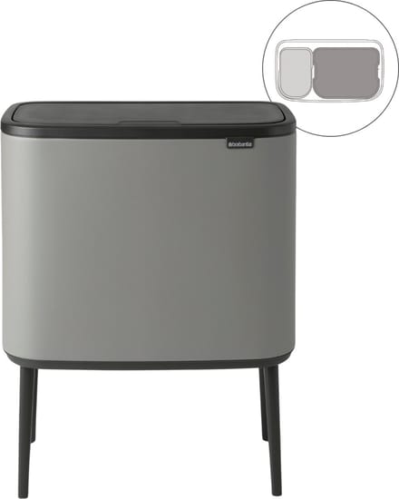 Brabantia Bo Touch Bin Prullenbak - 11 + 23 liter - Afvalscheiding - Mineral Concrete Grey