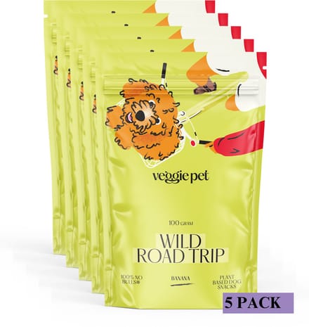 VeggiePet Banana - Hondensnacks - 5x100 Gram - 100% Veggie - Wild Road Trip