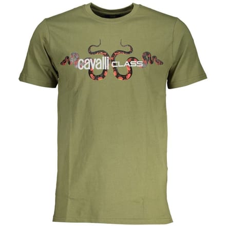 Cavalli Class Verde Katoenen Heren T-shirt