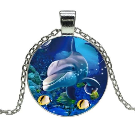 Fako Bijoux® - Ketting - Cabochon - Dolfijn