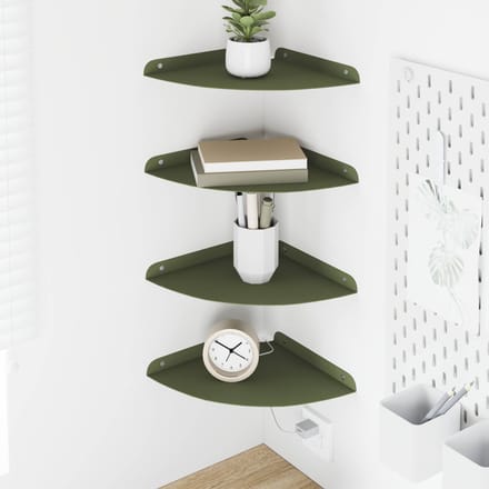 vidaXL - Hoek - Plank - 4 - st - Olijf - Groen - 24 - x - 24 - x - 2 - cm