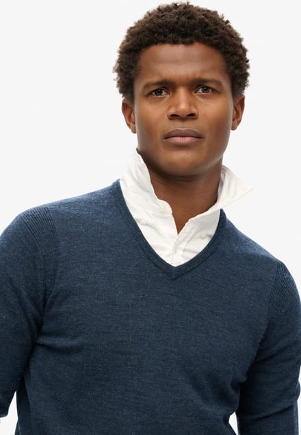 Superdry - Trui van merinowol met V-hals - Heren - Sweaters