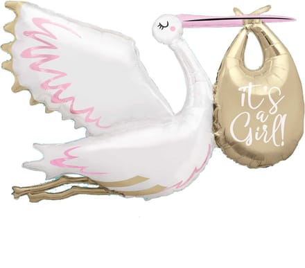 Folieballon Ooievaar MEGA It's a Girl