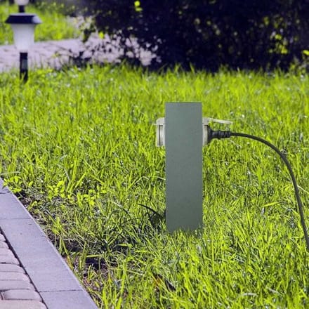V-TAC Buitenstopcontactpaal - 2 stopcontacten - IP44 waterdicht - Tuincontactdoos - Stekkerdoos - Antraciet