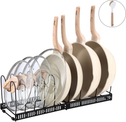 Behave Pannenrek - Organizer - Anti slip - Dekselhouder - Verstelbaar - Zwart