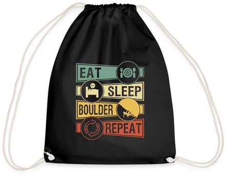 Eat Sleep Boulder Repeat – Klimleven In Kleur Gymtas