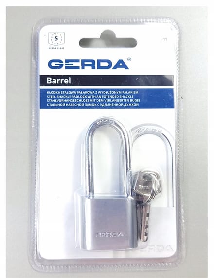 Gerda Stalen Hangslotcilinder KSP 30H42 Mat Chroom, Verlengde Beugel