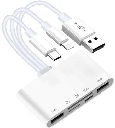 Oneay 5-in-1 Type-C camera-, SD-, TF- en USB-C-kaartlezeradapter, geschikt voor mobiele telefoons/tablets/Android/Mac/computers/MacBooks, ondersteunt SD/Micro SD/SDHC/SDXC/MMC en USB OTG.