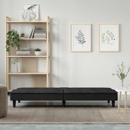 vidaXL - Slaapbank - met - bekerhouders - fluweel - zwart