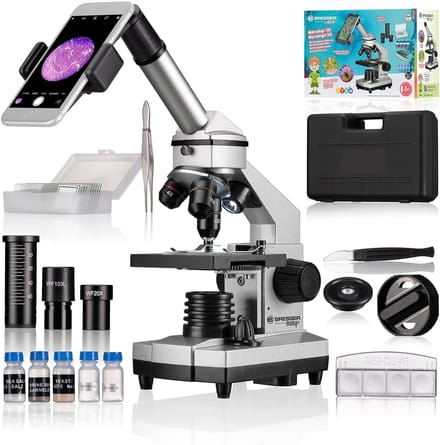 Kindermicroscoop Set 40x-1024x met Koffer en Smartphonehouder voor Beginners