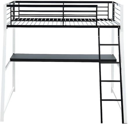 Vente-unique Hoogslaper metaal zwart, wit 90 x 190 cm