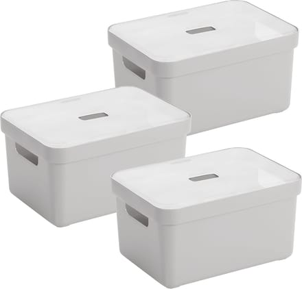 Sunware Sigma Home opbergbox 5L - Set van 3 - Grijs/Transparant