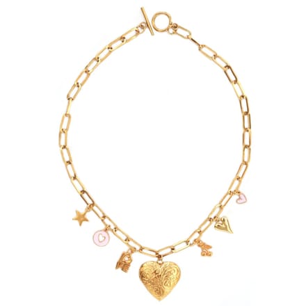 Gouden schakelketting love heart