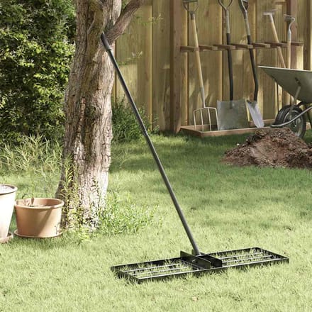 vidaXL - Tuin - Egaliseer - Hark - Zwart - 75 - x - 25 - x - 6 - cm - Gepoedercoat - staal